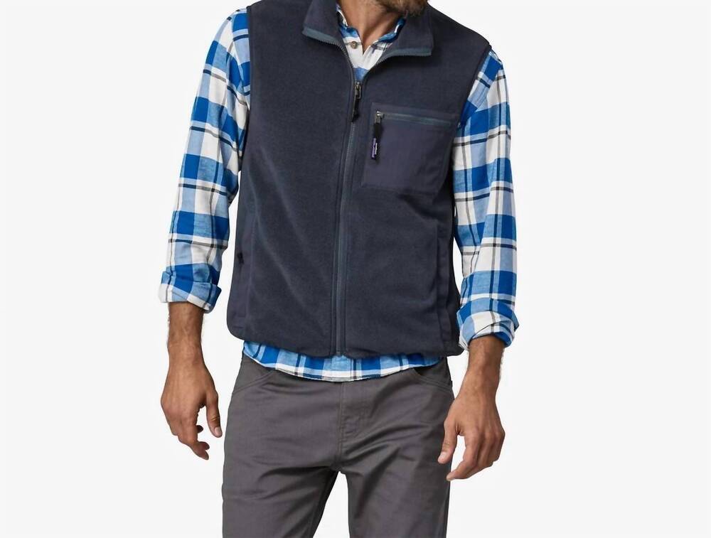 NEW PATAGONIA synchilla fleece vest in smolder blue